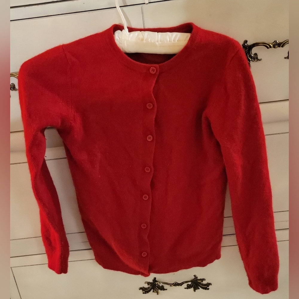 F&F 100% Cashmere sweater Red Cardigan Size 10  Small Medium